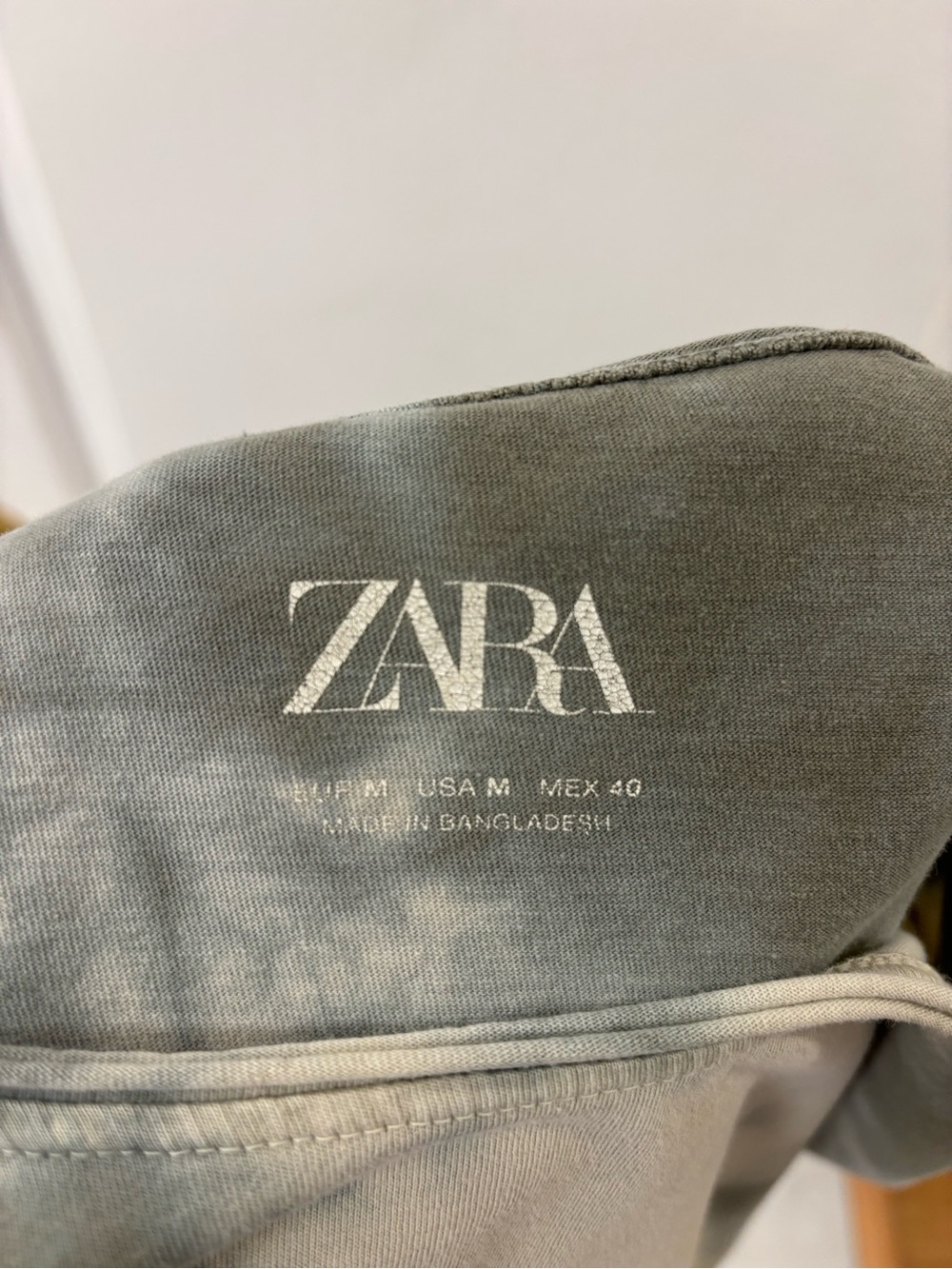 Zara Oversized Crew Neck Cuffed Sleeve Tie-Dye Olive Short Sleeve T Shirt M - Picture 4 of 6